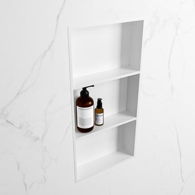 MONDIAZ EASY Nis 59,5x29,5cm in solid surface kleur Talc | Talc. 3 vakken geschikt voor in- of opbouw MONDIAZ EASY Nis 59,5x29,5cm in solid surface kleur Talc | Talc. 3 vakken geschikt voor in- of opbouw