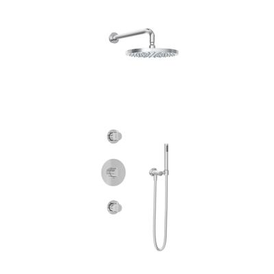 Hotbath Buddy - Inbouw Regendoucheset - 2 Stopkranen - Thermostatisch - Wandarm 35 cm - Hoofddouche 300 mm - Staafhanddouche - Waterbesparend - V01