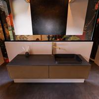 Badkamermeubelset Mondiaz Erin 150 cm met 2 Lades met RIDGE Wastafel Rechts Urban met 1 kraangat Greeploos Mat Rust - thumbnail