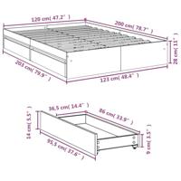 Bedframe met lades bewerkt hout sonoma eikenkleurig 120x200 cm - thumbnail