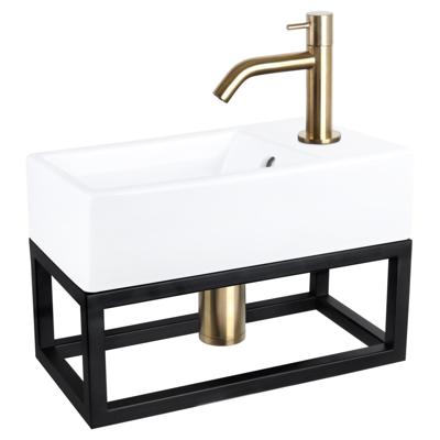 Fonteinset Differnz Force Keramiek en Handoekrek 40x22x11.5 cm Wit Met Gebogen Kraan Mat Goud Differnz