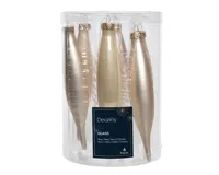 Decoris kerstballen Ijspegel glas 6st Parel 15cm - thumbnail