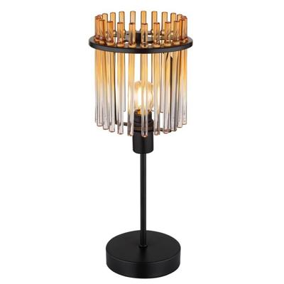Globo Zwarte tafellampGorley met amberglas Ø 15cm - 15698TA