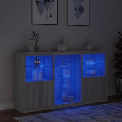Dressoir met LED-verlichting 181,5x37x100 cm grijs sonoma eiken
