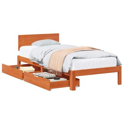 Bedframe met hoofdeinde 3 pcs Wasbruin Massief Vurenhout
