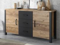 Dressoir OLIANNE 2 deuren 3 lades appenzeller sparren/zwart - thumbnail