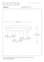 Lucide ANAKA - Plafonnière - Ø 30 cm - 3xE27 - Zwart - thumbnail