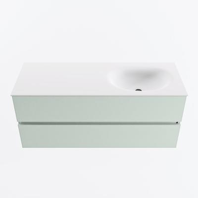 MONDIAZ VICA 120cm badmeubel onderkast Greey 2 lades. Wastafel MOON rechts 1 kraangat, kleur Talc.