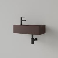 Fontein Gliss Design Freya Solid Marble 40x22x10 cm Met Kraangat Links Mat Choco Bruin - thumbnail