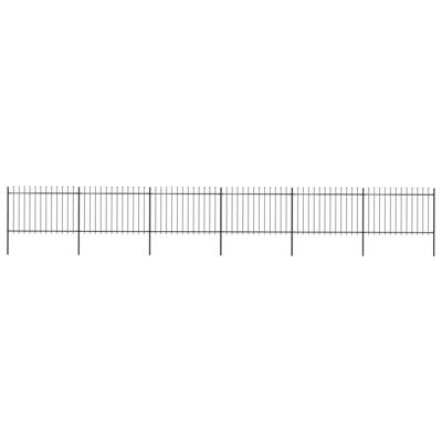 Tuinhek met speren bovenkant 10,2x1,2 m staal zwart