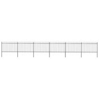 Tuinhek met speren bovenkant 10,2x1,2 m staal zwart - thumbnail