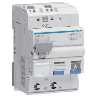 Hager ARF916D Aardlekschakelaar/zekeringautomaat 2-polig 16 A 0.03 A 230 V Hager ARF916D Aardlekschakelaar/zekeringautomaat 2-polig 16 A 0.03 A 230 V