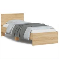 Bedframe met hoofdbord en LED sonoma eikenkleurig 75x190 cm - thumbnail