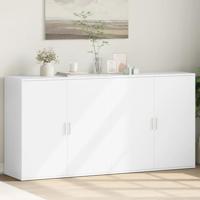 Dressoirs 2 st 79x38x80 cm bewerkt hout wit - thumbnail
