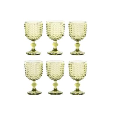 Set van bekers Home ESPRIT Groen Kristal 260 ml (6 Stuks)