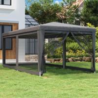 Partytent met 6 mesh zijwanden 3x6 m HDPE antracietkleurig - thumbnail