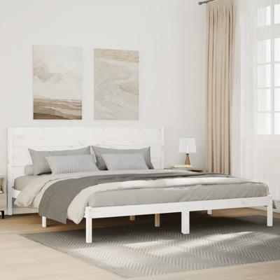 Bedframe extra lang zonder matras massief hout wit 140x220 cm