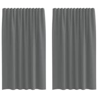 Gordijnen voile met roedezakken 2 st donkergrijs - thumbnail