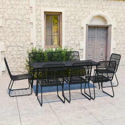 9-delige Tuinset poly rattan en glas