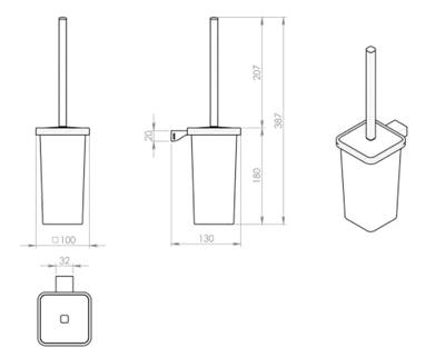 Toiletborstelhouder Sapho Gedy Hangend Vierkant 38.7x10x13 cm Chroom Toiletborstelhouder Sapho Gedy Hangend Vierkant 38.7x10x13 cm Chroom