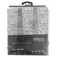 Douchegordijn Differnz Bath Polyester 180x200 cm Zwart - thumbnail