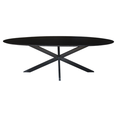Sohome Ovale Eettafel 'Coco' Mangohout en staal, kleur Zwart, 240 x 110cm