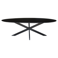 Sohome Ovale Eettafel 'Coco' Mangohout en staal, kleur Zwart, 240 x 110cm - thumbnail