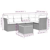 6-delige Loungeset met kussens poly rattan zwart - thumbnail