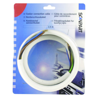 Scanpart oven aansluitkabel 5x2.50mm 2,5m Inbouw accessoire Wit