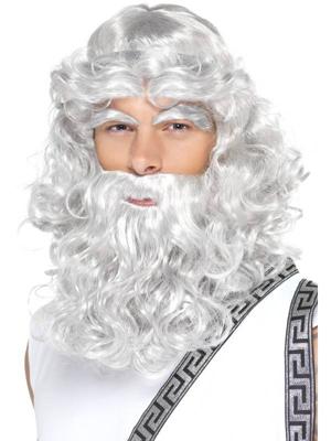Zeus pruik met baard en wenkbrauwen