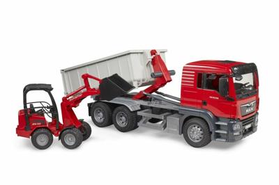 bruder Vrachtwagen MAN TGS met afrolcontainer + harpbak hoflader Kant-en-klaar model