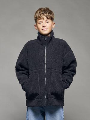 Sweater in sherpa met lange mouwen voor jongens JONEN antraciet