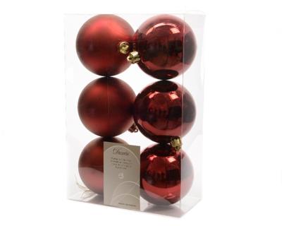 Decoris kerstballen plastic set ossenbloed 8cm 6st