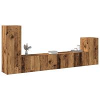 4-delig Tv-meubelset wandmontage bewerkt hout oud houtkleurig - thumbnail
