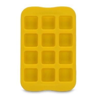 Siliconen chocolade mal lade creatieve geometrie gevormde Ice Cube cake decoratie schimmel vorm: vierkant (geel)