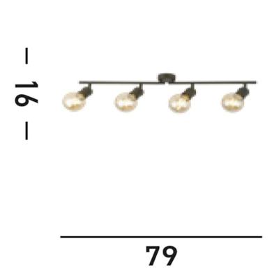 Searchlight PlafondlampDance 4-lichts zwart - 45202-4BK
