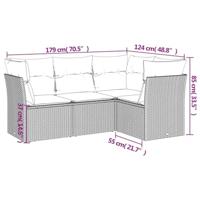 4-delige Loungeset met kussens poly rattan grijs - thumbnail
