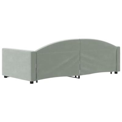 Slaapbank met onderschuifbed 90x200 cm fluweel lichtgrijs
