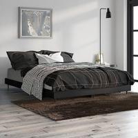 Bedframe bewerkt hout zwart 135x190 cm - thumbnail