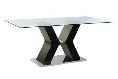 Eettafel DKD Home Decor Zwart Hout Gehard glas Hout MDF 180 x 90 x 76 cm
