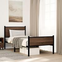 Bedframe zonder matras metaal bruin eikenkleurig 90x200 cm - thumbnail