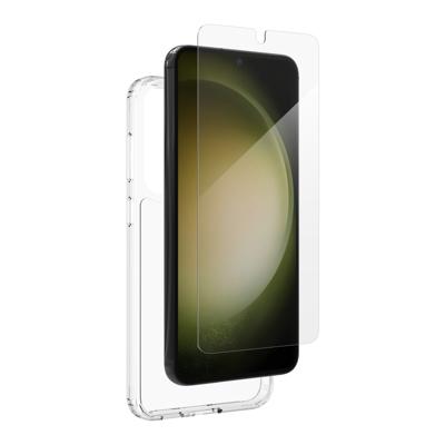 ZAGG iFrogz Defensie beschermhoes compatibel Samsung Galaxy S23+, bonusschermbeschermer, duurzaam, klikbestendig, antislip, slank, gerecycled, helder