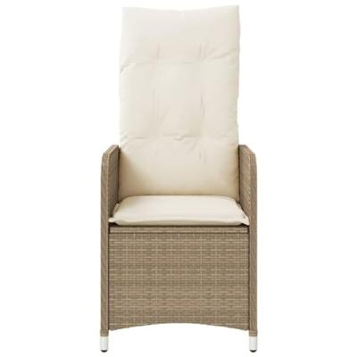 Tuinstoelen 2 st verstelbaar met kussens poly rattan beige