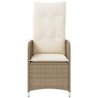 Tuinstoelen 2 st verstelbaar met kussens poly rattan beige - thumbnail