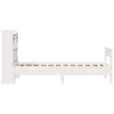 Bed met boekenkast zonder matras grenenhout wit 75x190 cm