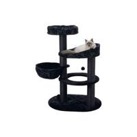 TRIXIE Filippo Kattentoren, sisal, krabpalen, kattenboom met hangmat, plateau, bed, bungelend kattenspeelgoed, zwart - thumbnail