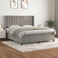 Boxspring met matras fluweel lichtgrijs 180x200 cm - thumbnail