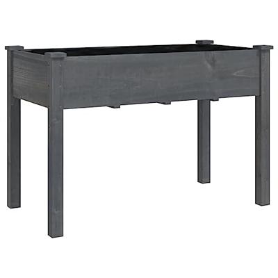 Plantenbak met voering 118x59x76 cm massief vurenhout grijs