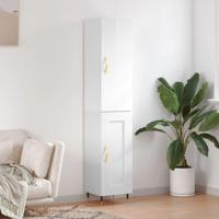 Hoge kast 34,5x34x180 cm bewerkt hout hoogglans wit - thumbnail