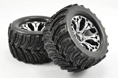 Fastrax Arrow MT banden op chrome 6-spaaks velgen (1/2" offset) - 1/10 Truck